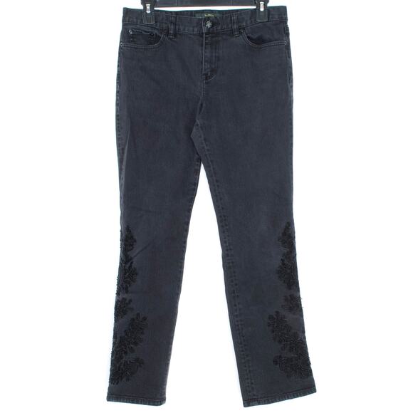 Lauren Ralph Lauren Jeans Modern Slim Beaded Y2K Coquette Dark Academia Black 6 - Picture 1 of 2